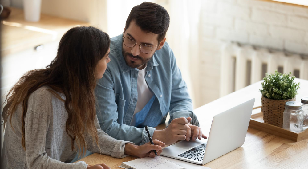 Supporting vulnerable customer banner - couple discussing finances